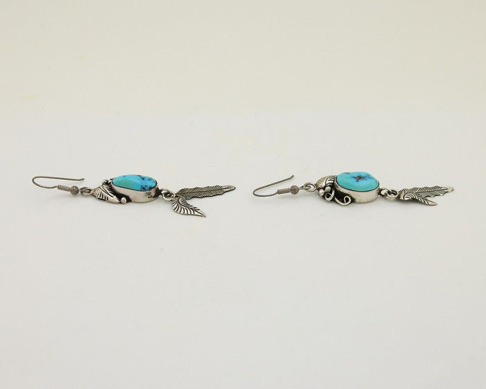 Navajo Dangle Earrings 925 Silver Blue Turquoise Native American Artist C.80's