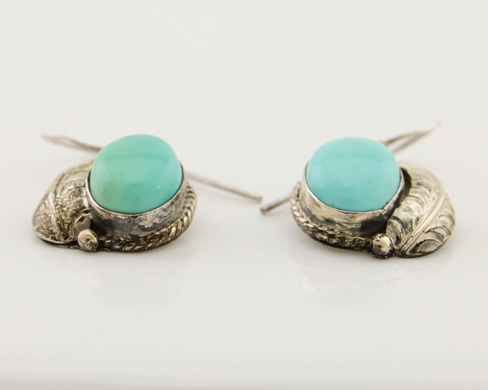 Navajo Dangle Earrings 925 Silver Blue Turquoise Native American Artist C.80's