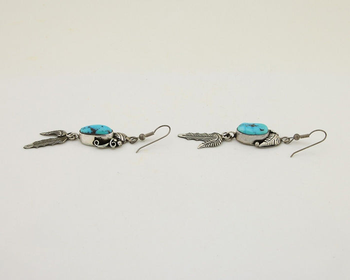 Navajo Dangle Earrings 925 Silver Blue Turquoise Native American Artist C.80's