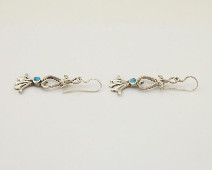 Navajo Dangle Earrings 925 Silver Blue Turquoise Native American Artist C.80's