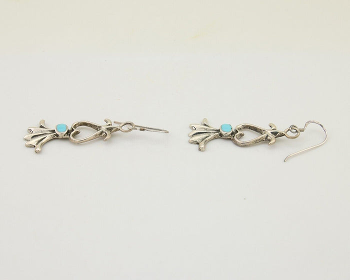 Navajo Dangle Earrings 925 Silver Blue Turquoise Native American Artist C.80's