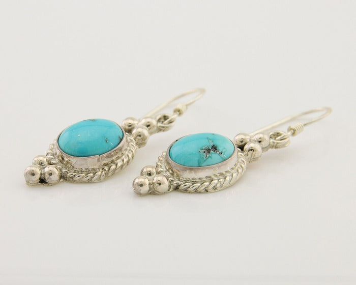 Navajo Dangle Earrings 925 Silver Blue Turquoise Native American Artist C.80's