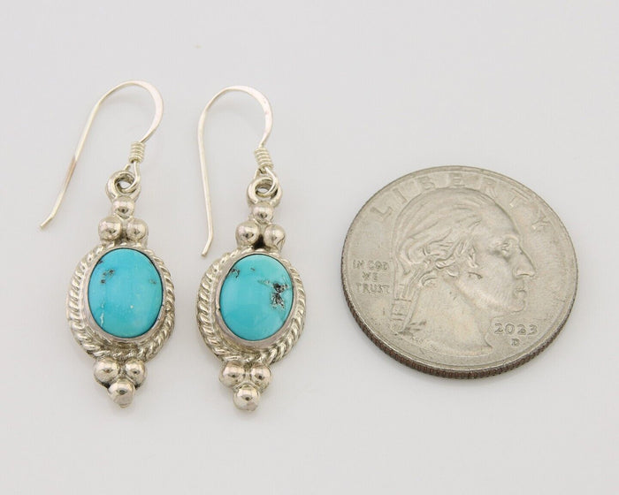 Navajo Dangle Earrings 925 Silver Blue Turquoise Native American Artist C.80's