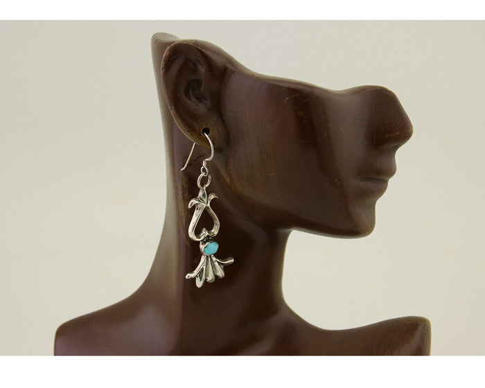 Navajo Dangle Earrings 925 Silver Blue Turquoise Native American Artist C.80's