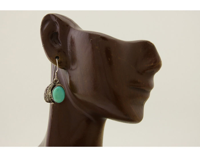 Navajo Dangle Earrings 925 Silver Blue Turquoise Native American Artist C.80's