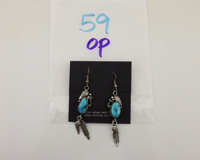 Navajo Dangle Earrings 925 Silver Blue Turquoise Native American Artist C.80's