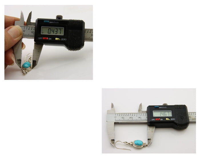Navajo Dangle Earrings 925 Silver Blue Turquoise Native American Artist C.80's