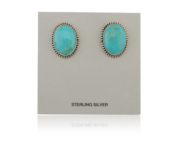 Navajo Dangle Earrings 925 Silver Blue Turquoise Signed Melissa Yazzie C.80's