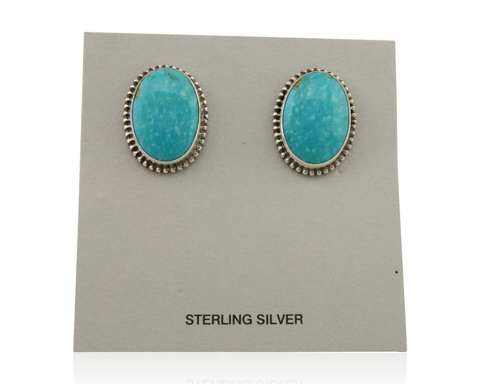 Navajo Dangle Earrings 925 Silver Blue Turquoise Signed Melissa Yazzie C.80's