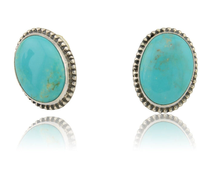 Navajo Dangle Earrings 925 Silver Blue Turquoise Signed Melissa Yazzie C.80's