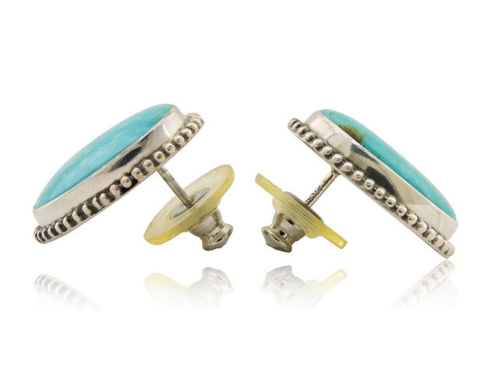 Navajo Dangle Earrings 925 Silver Blue Turquoise Signed Melissa Yazzie C.80's