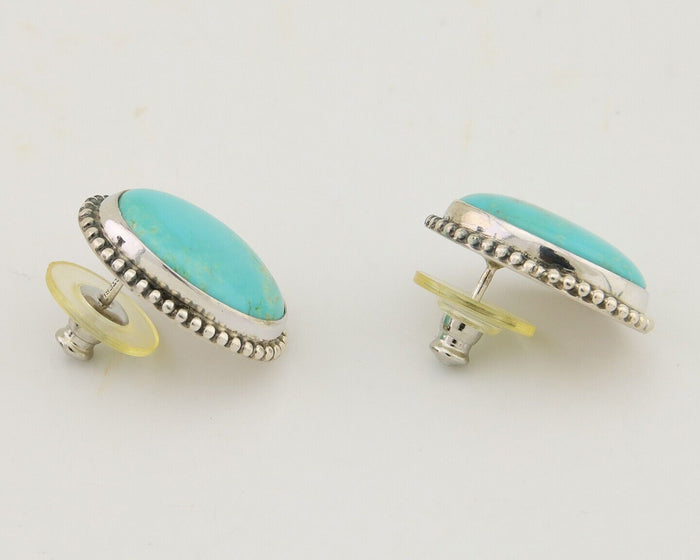 Navajo Dangle Earrings 925 Silver Blue Turquoise Signed Melissa Yazzie C.80's