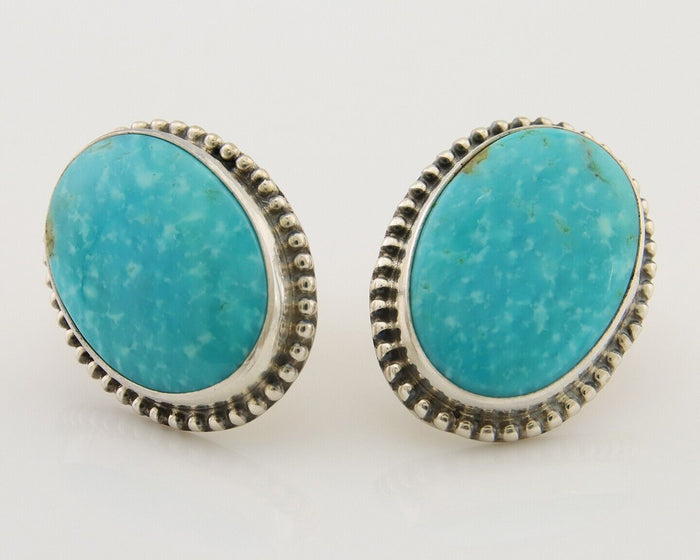 Navajo Dangle Earrings 925 Silver Blue Turquoise Signed Melissa Yazzie C.80's