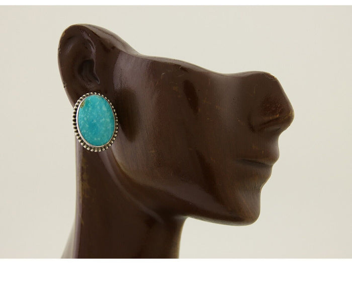 Navajo Dangle Earrings 925 Silver Blue Turquoise Signed Melissa Yazzie C.80's