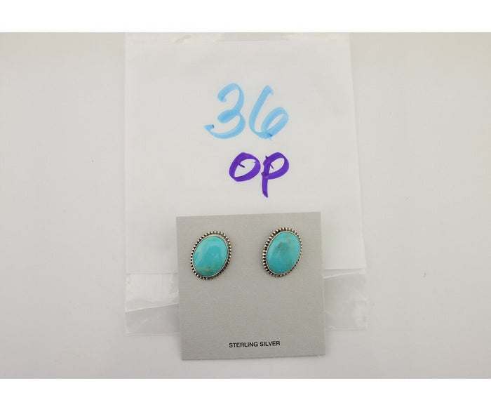 Navajo Dangle Earrings 925 Silver Blue Turquoise Signed Melissa Yazzie C.80's