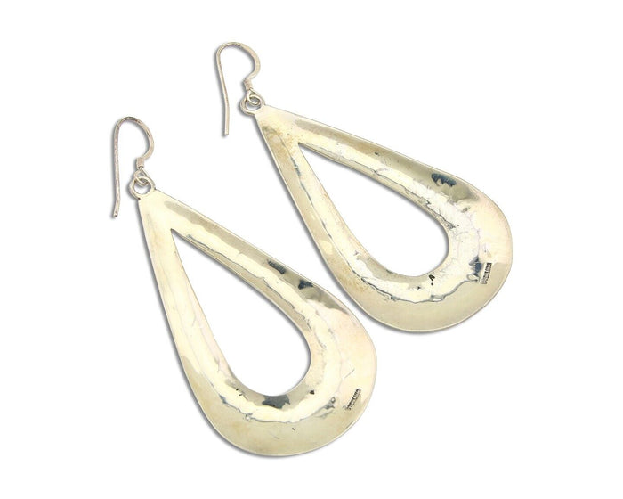 Navajo Dangle Earrings 925 Silver Hand Stamped Native American Artist C.80's