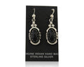 Navajo Dangle Earrings 925 Silver Natural Black Onyx Native American C.80's