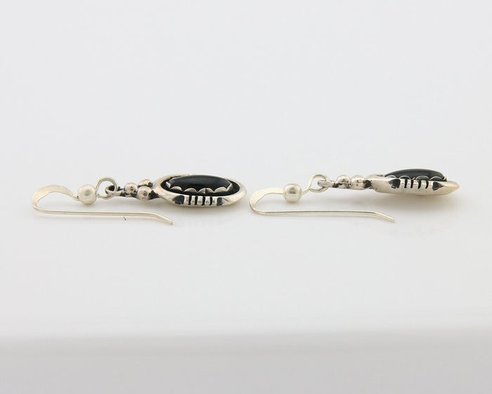 Navajo Dangle Earrings 925 Silver Natural Black Onyx Native American C.80's