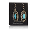 Navajo Dangle Earrings 925 Silver Natural Blue Turquoise Artist IJC C.80's