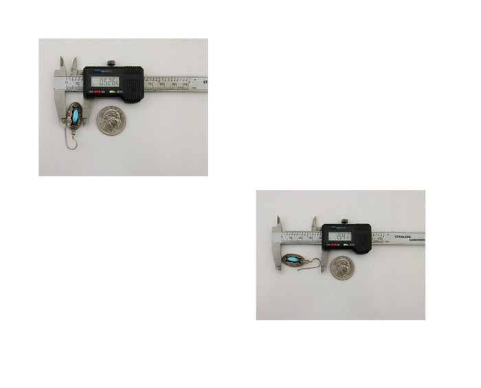 Navajo Dangle Earrings 925 Silver Natural Blue Turquoise Artist IJC C.80's