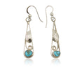 Navajo Dangle Earrings 925 Silver Natural Blue Turquoise Artist Signed JB C.80's