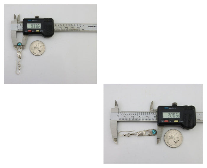 Navajo Dangle Earrings 925 Silver Natural Blue Turquoise Artist Signed JB C.80's