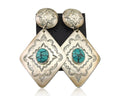 Navajo Dangle Earrings 925 Silver Natural Blue Turquoise Artist Signed LS C.80's