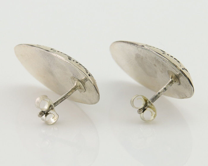 Navajo Dangle Earrings 925 Silver Natural Blue Turquoise Artist Signed P C.80's