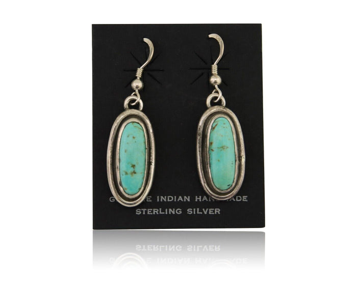 Navajo Dangle Earrings 925 Silver Natural Blue Turquoise Native Artist C.80's