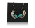 Navajo Dangle Earrings 925 Silver Natural Blue Turquoise Native Artist C.80's