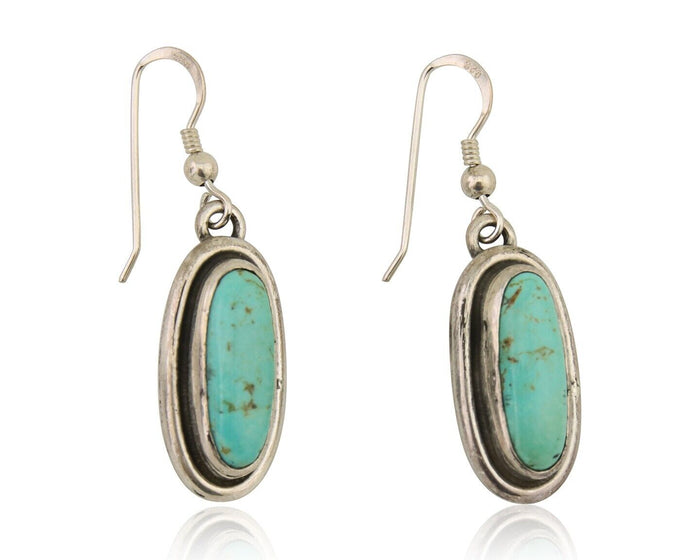 Navajo Dangle Earrings 925 Silver Natural Blue Turquoise Native Artist C.80's