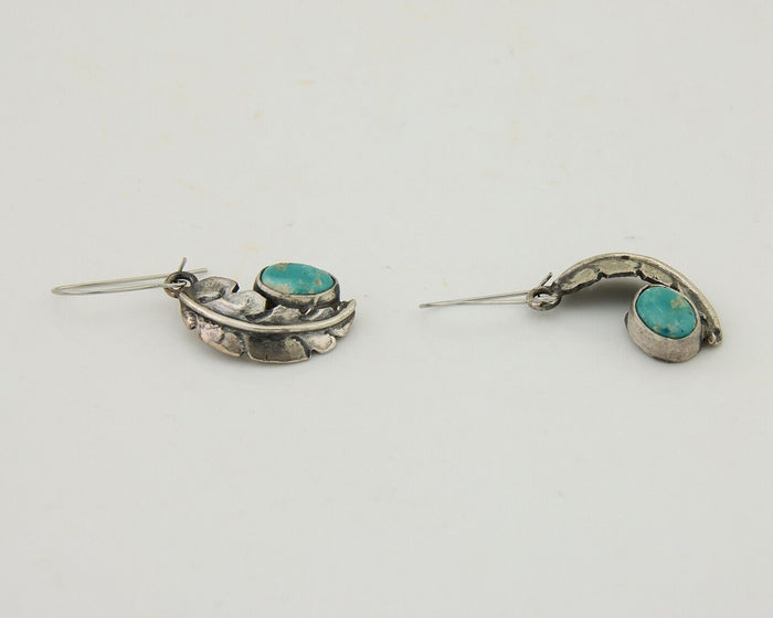 Navajo Dangle Earrings 925 Silver Natural Blue Turquoise Native Artist C.80's