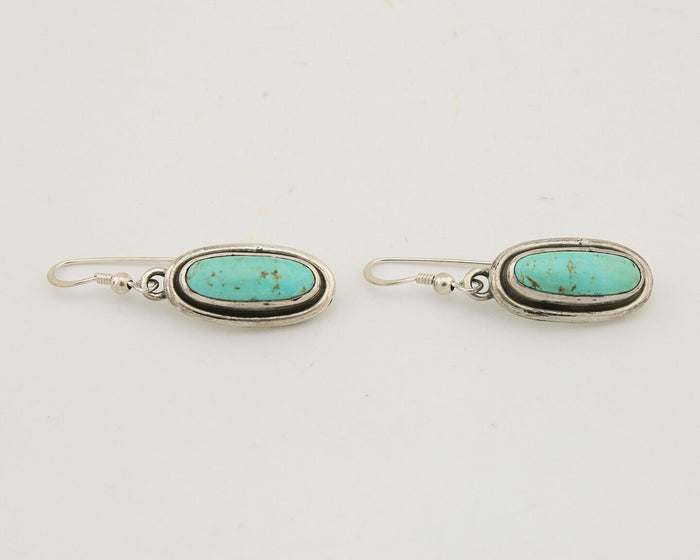 Navajo Dangle Earrings 925 Silver Natural Blue Turquoise Native Artist C.80's