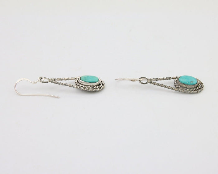 Navajo Dangle Earrings 925 Silver Natural Blue Turquoise Native Artist C.80's