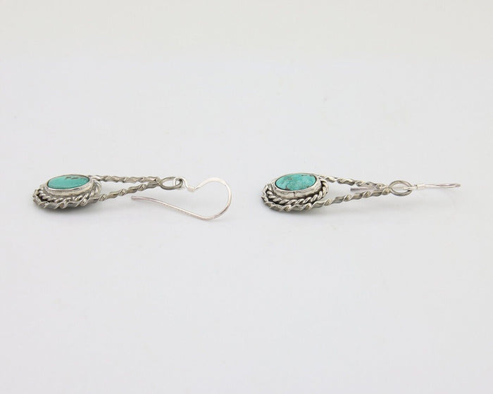 Navajo Dangle Earrings 925 Silver Natural Blue Turquoise Native Artist C.80's