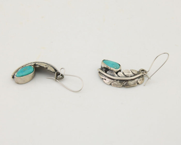 Navajo Dangle Earrings 925 Silver Natural Blue Turquoise Native Artist C.80's