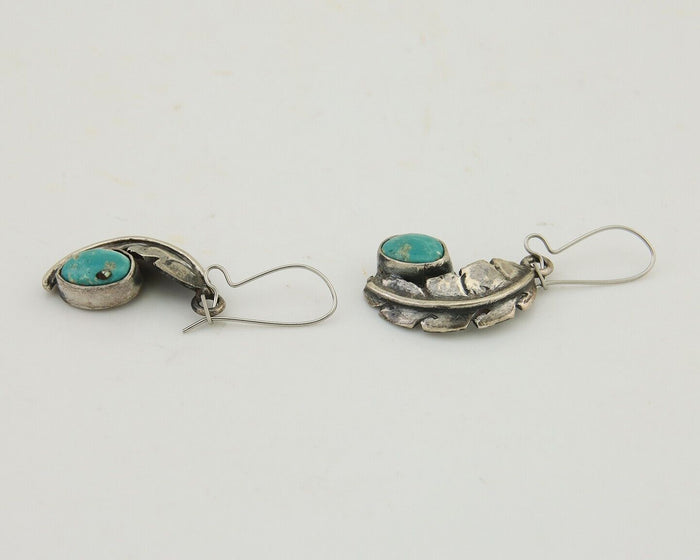Navajo Dangle Earrings 925 Silver Natural Blue Turquoise Native Artist C.80's