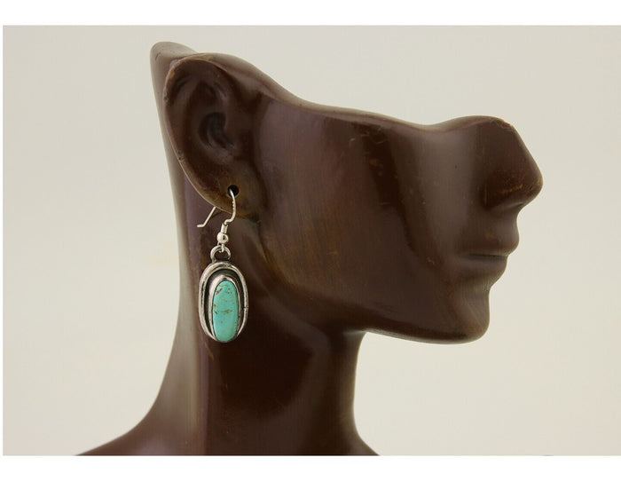 Navajo Dangle Earrings 925 Silver Natural Blue Turquoise Native Artist C.80's