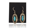 Navajo Dangle Earrings 925 Silver Natural Blue Turquoise Signed IJC C.80's