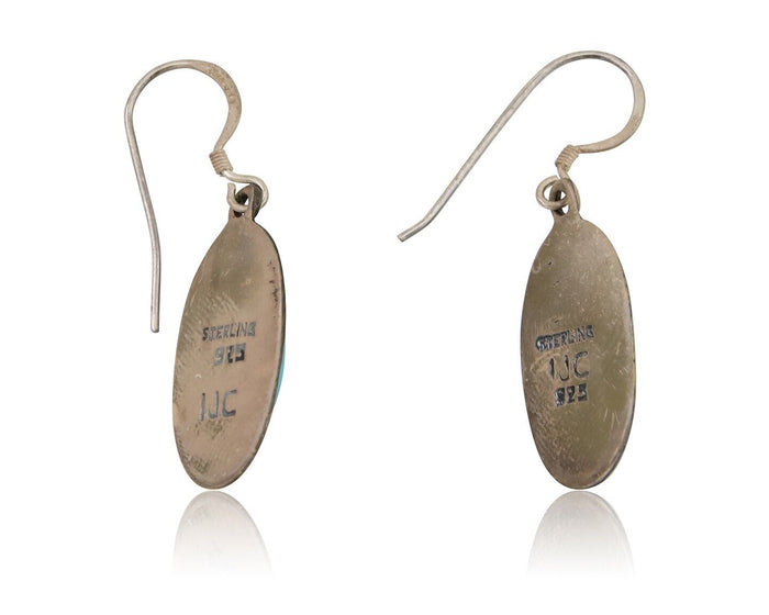 Navajo Dangle Earrings 925 Silver Natural Blue Turquoise Signed IJC C.80's