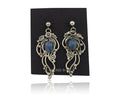 Navajo Dangle Earrings 925 Silver Natural Denim Lapis Native American Artist C80