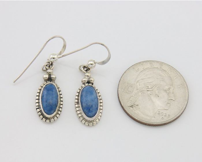 Navajo Dangle Earrings 925 Silver Natural Denim Lapis Signed Melissa Yazzie C80s