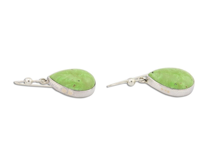 Navajo Dangle Earrings 925 Silver Natural Gaspeite Native Artist C.80's