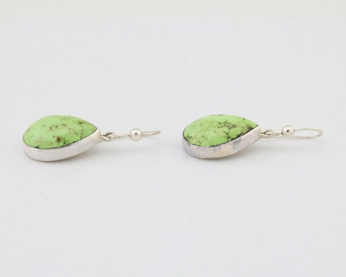 Navajo Dangle Earrings 925 Silver Natural Gaspeite Native Artist C.80's