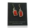 Navajo Dangle Earrings 925 Silver Natural Inlaid Coral Native American C.80's