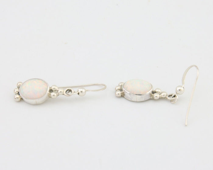 Navajo Dangle Earrings 925 Silver Natural Opal Artist Signed Montoya C.80's