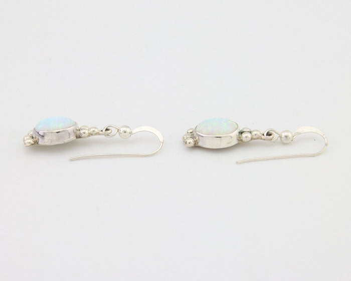 Navajo Dangle Earrings 925 Silver Natural Opal Artist Signed Montoya C.80's