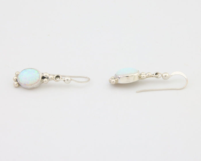 Navajo Dangle Earrings 925 Silver Natural Opal Artist Signed Montoya C.80's