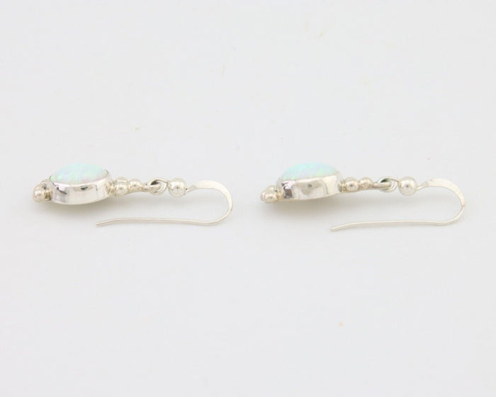 Navajo Dangle Earrings 925 Silver Natural Opal Artist Signed Montoya C.80's