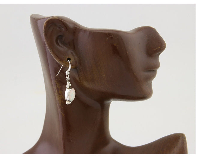 Navajo Dangle Earrings 925 Silver Natural Opal Artist Signed Montoya C.80's